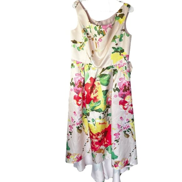 Alfred Sung Blush Bouquet Floral Hi-Low Dress Floral size M Sateen Twill Cocktai - Picture 2 of 16